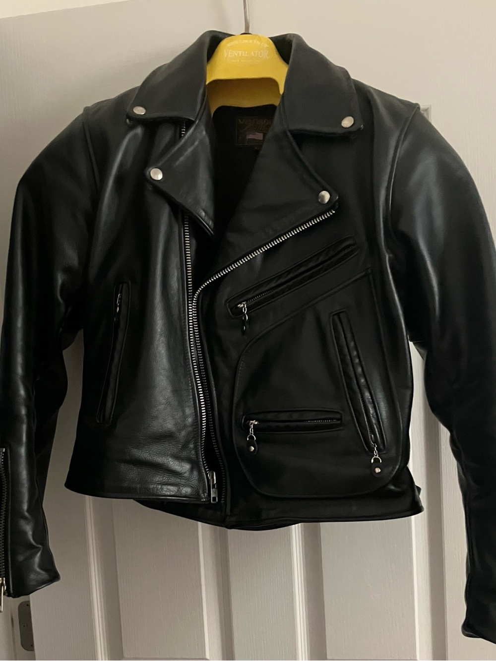 Classic Black Leather Moto Bomber Jacket